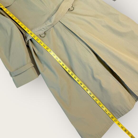 Gleneagles Vintage Long Trench Overcoat Double Breasted Lined Men Size 44L Khaki - Picture 12 of 16